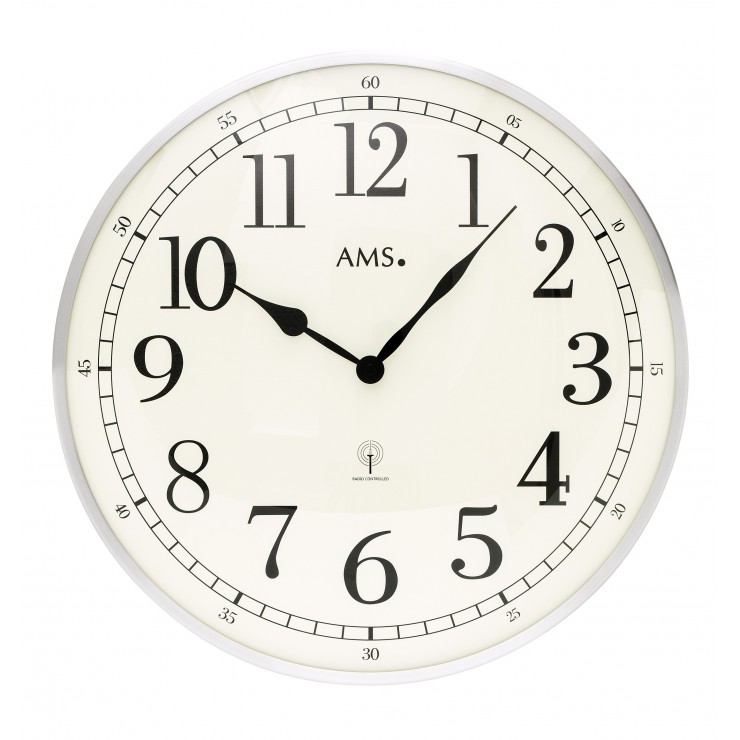 Horloge De Table Radio-pilotée AMS 5189 - Métal Laqué, 21x15 Cm, Chiffres Arabes, Silencieuse