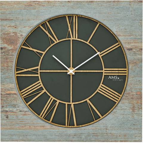 Horloge Murale AMS 7080/16 à Pendule - Mouvement Quartz - Bois Et Verre - Avec Boîte